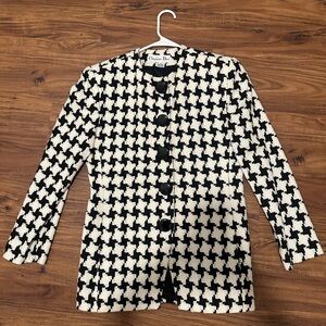 Authentic Christian Dior Black & White Houndstooth Blazer Jacket